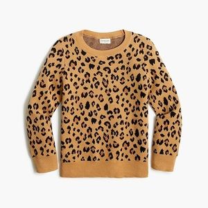J.Crew Crewcuts Girls Leopard Print Sweater Size XL 12-14‎ Brown Pullover